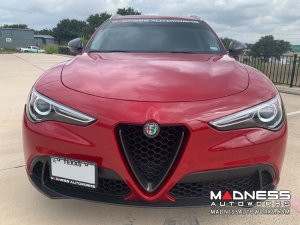 Alfa Romeo Stelvio Complete Exterior Styling Kit - Roof Spoiler + V Shield Grill Frame + Emblem Frame Kit - Carbon Fiber - Feroce Carbon Alfa Romeo Stelvio Complete Exterior Styling Kit - Roof Spoiler + V Shield Grill Frame + Emblem Frame Kit - Carbon Fiber - Feroce Carbon